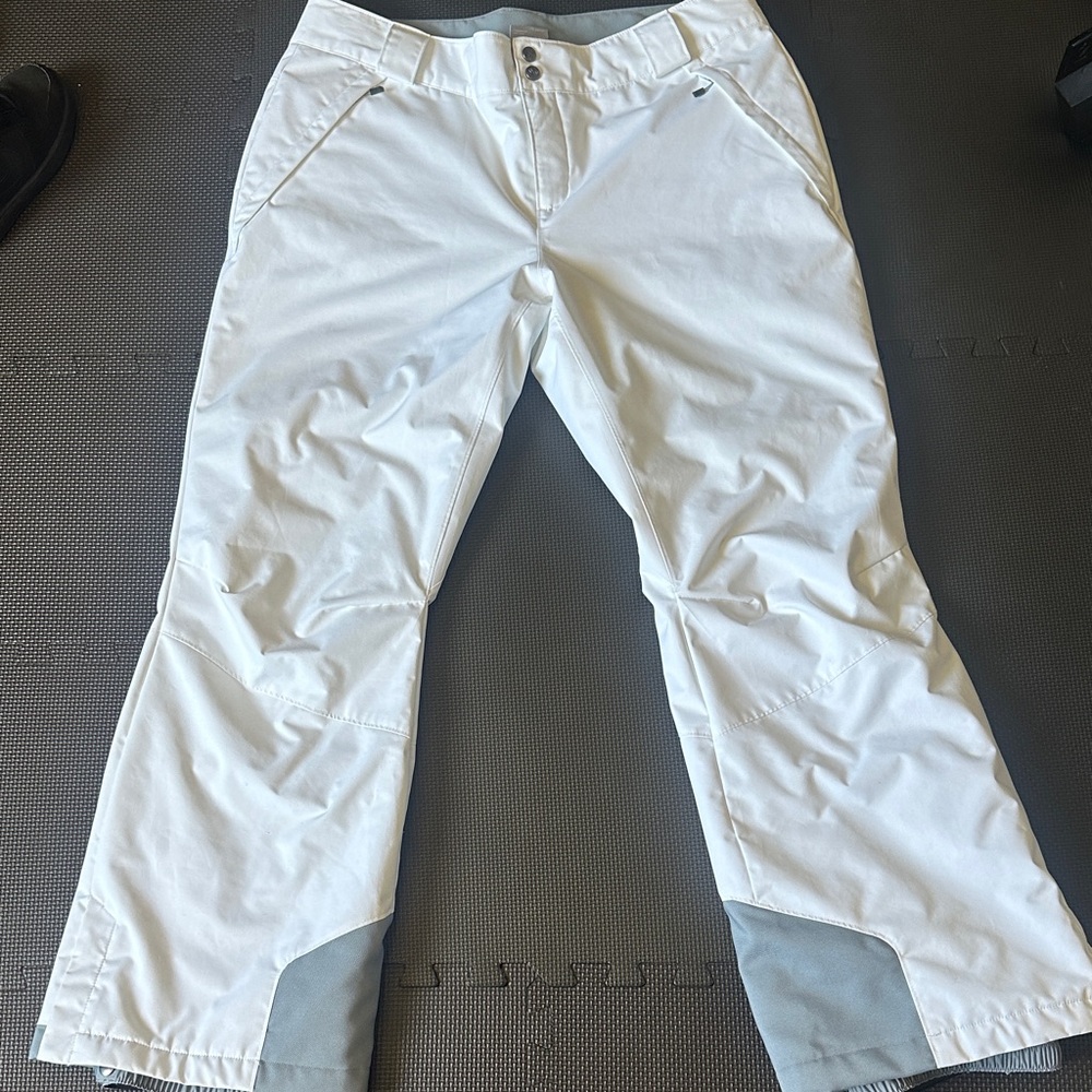 Columbia White Snow Pants with Gray Details